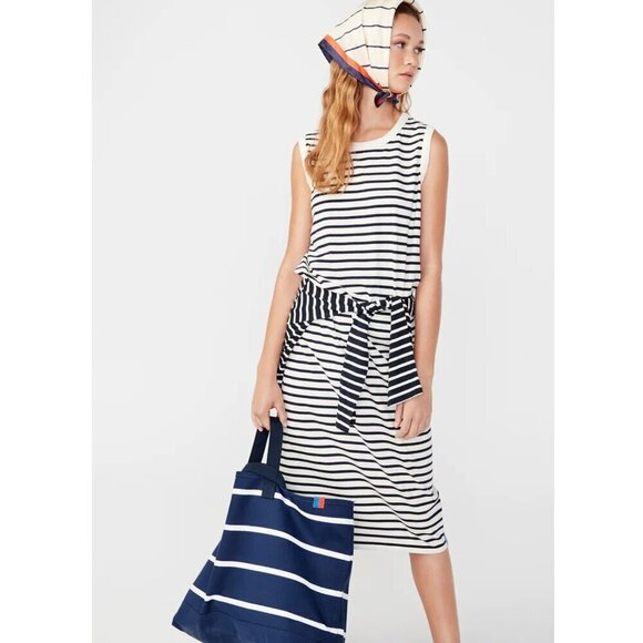 Kule The Tank Midi Dress Sleeveless Cotton in Stripe Cream and Navy Women's XS - Picture 7 of 8